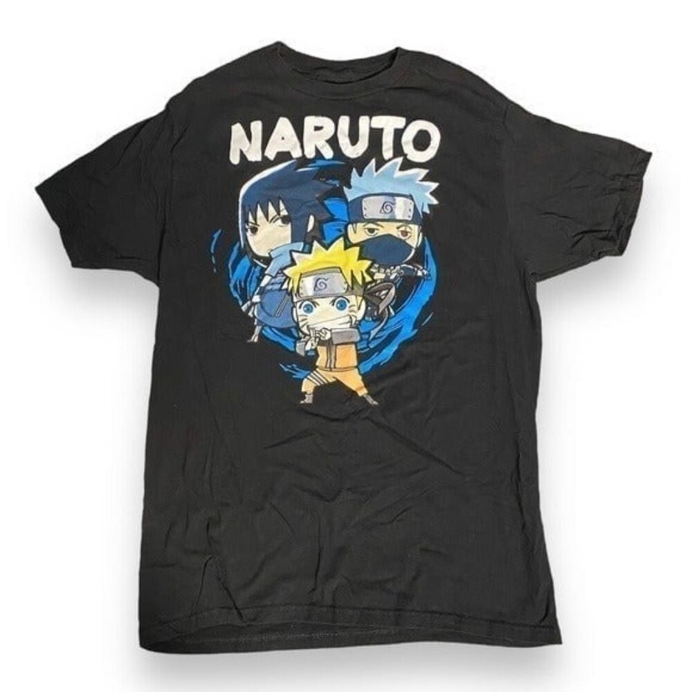 Naruto Shippuden Adult Black Tee Shirt Size Large Anime Kakashi Sasuke